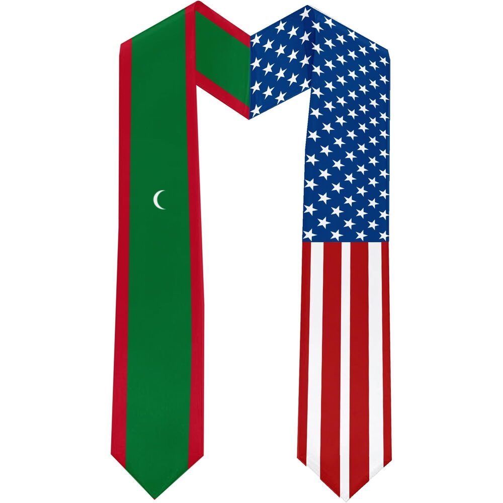 4116 2025 Maldives Flag and USA Flag Graduation Stole Graduation Sash